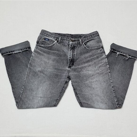 𝅺VINTAGE Black Distressed Lee Jeans Union Made Grunge - Picture 2 of 10